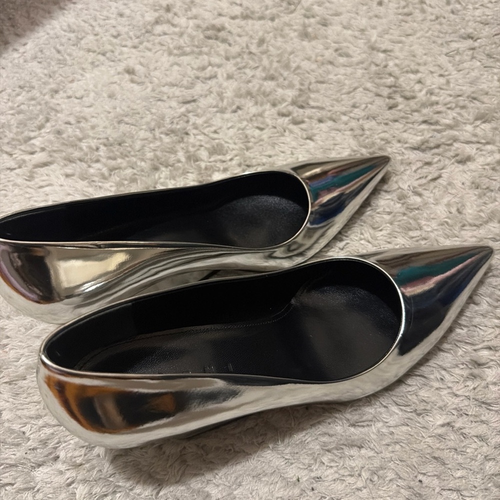 Marni Silver Pointed Toe Wedges